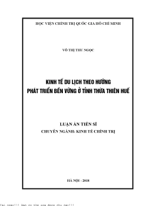Kinh tế du lịch theo hướng phát triển bền vững ở tỉnh thừa thiên huế
