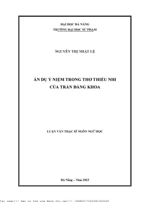 Ẩn dụ ý niệm trong thơ thiếu nhi của trần đăng khoa