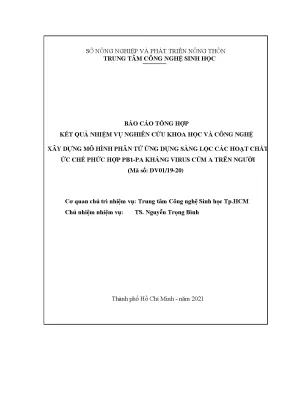 Xây dựng mô hình phân tử ứng dụng sàng lọc các hoạt chất ức chế phức hợp pb1 pa kháng virus cúm a trên người