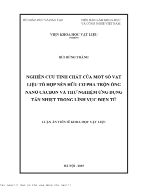 Nghiên cứu tính chất của một số vật liệu tổ hợp nền hữu cơ pha trộn ống nanô cácbon và thử nghiệm ứng dụng tản nhiệt trong lĩnh vực điện tử