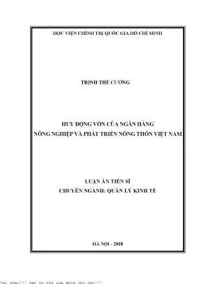 Huy động vốn của ngân hàng nông nghiệp và phát triển nông thôn việt nam