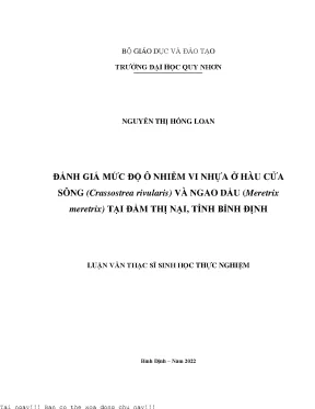 Đánh giá mức độ ô nhiễm vi nhựa ở hàu cửa sông crassostrea rivularis và ngao dầu meretrix meretrix tại đầm thị nại tỉnh bình định