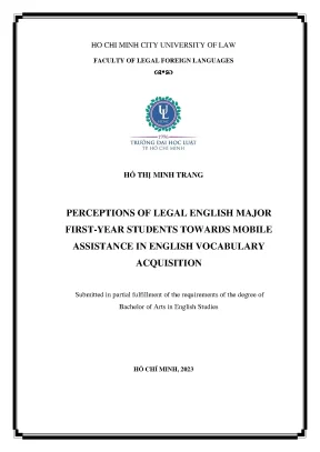 Perceptions of legal english major first year students towards mobile assistance in english vocabulary acquisition