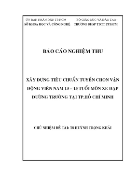 Nghiên cứu xây dựng tiêu chuẩn tuyển chọn vận động viên nam 13 15 tuổi môn xe đạp đường trường tại tp hcm