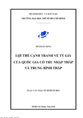Lợi thế cạnh tranh về tỷ giá của quốc gia có thu nhập thấp và trung bình thấp