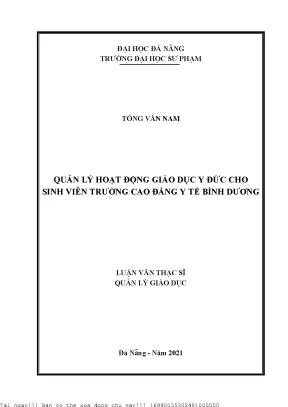 Quản lý hoạt động giáo dục y đức cho sinh viên trường cao đẳng y tế bình dương
