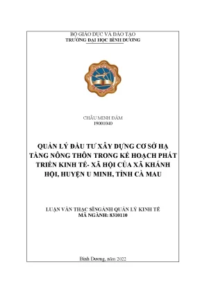 Quản lý đầu tư xây dựng cơ sở hạ tầng nông thôn trong kế hoạch phát triển kinh tế xã hội của xã khánh hội huyện u minh tỉnh cà mau