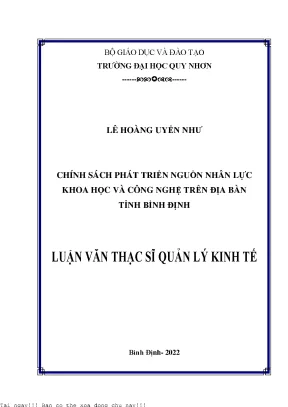 Chính sách phát triển nguồn nhân lực khoa học và công nghệ trên địa bàn tỉnh bình định