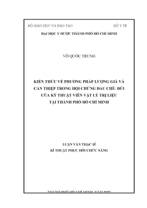 Kiến thức về phương pháp lượng giá và can thiệp trong hội chứng đau chè đùi của kỹ thuật viên vật lý trị liệu tại thành phố hồ chí minh