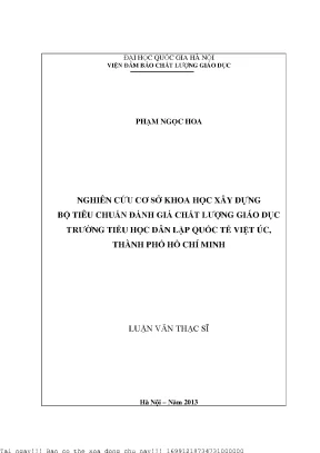 Nghiên cứu cơ sở khoa học xây dựng bộ tiêu chí đánh giá chất lượng giáo dục trường tiểu học dân lập quốc tế việt úc thành phố hồ chí minh