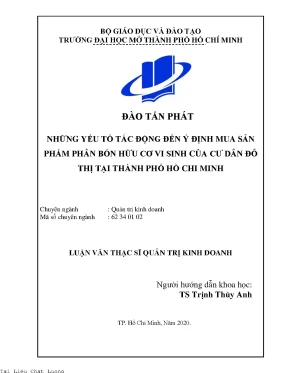 Những yếu tố tác động đến ý định mua sản phẩm phân bón hữu cơ vi sinh của cư dân đô thị tại thành phố hồ chí minh