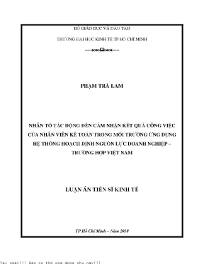 Nhân tố tác động đến cảm nhận kết quả công việc của nhân viên kế toán trong môi trường ứng dụng hệ thống hoạch định nguồn lực doanh nghiệp trường hợp việt nam
