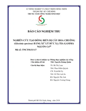 Nghiên cứu tạo dòng đột biến ở cây hoa chuông gloxinia speciosa bằng xử lý bức xạ tia gamma nguồn co60