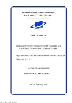 Learner autonomy as perceived by teachers and students at nguyen van linh high school
