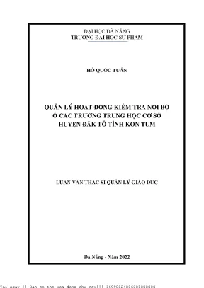Quản lý hoạt động kiểm tra nội bộ ở các trường trung học cơ sở huyện đăk tô tỉnh kon tum