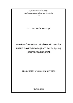 Nghiên cứu chế tạo và tính chất từ của pherit ganet r3fe5o12 r y gd tb dy ho kích thước nanomet