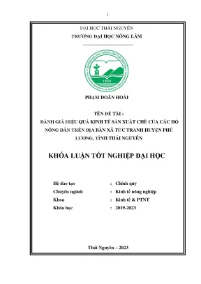 Đánh giá hiệu quả sản xuất chè của các hộ nông dân trên địa bàn xã tức tranh huyện phú lương tỉnh thái nguyên