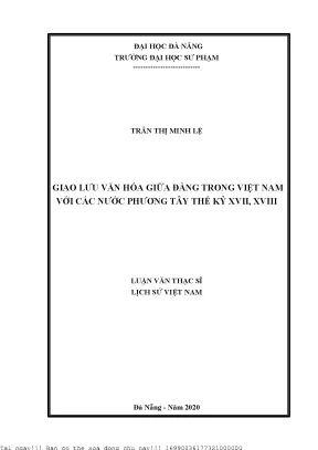 Giao lưu văn hóa giữa đàng trong việt nam với các nước phương tây thế kỷ xvii xviii
