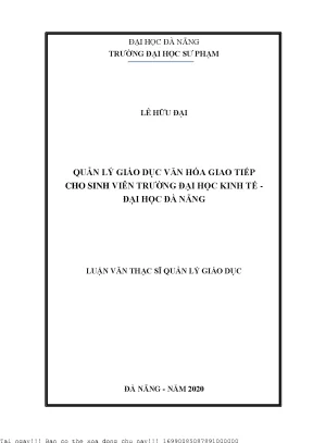 Quản lý giáo dục văn hóa giao tiếp cho sinh viên trường đại học kinh tế đại học đà nẵng
