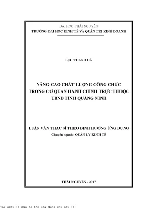 Nâng cao chất lượng công chức trong cơ quan hành chính trực thuộc ubnd tỉnh quảng ninh