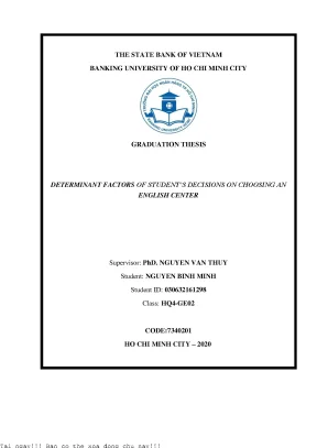 Determinant factors of students decisions on choosing an english center bachelor thesis of banking and finance
