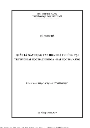 Quản lý xây dựng văn hóa nhà trường tại trường đại học bách khoa đại học đà nẵng