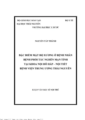 Đặc điểm mật độ xương ở bệnh nhân bệnh phổi tắc nghẽn mạn tính tại khoa nội hô hấp nội tiết bệnh viện trung ương thái nguyên