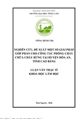 Nghiên cứu đề xuất một số giải pháp góp phần cho công tác phòng cháy chữa cháy rừng tại huyện hòa an tỉnh cao bằng