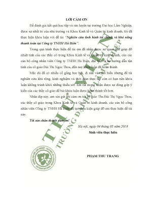 Nghiên cứu tình hình tài chính và khả năng thanh toán tại công ty tnhh hà biên
