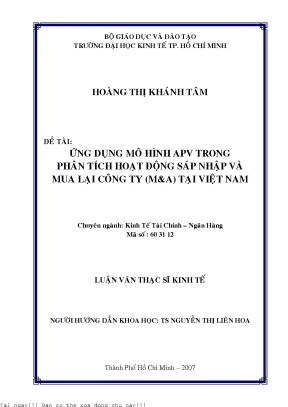 Ứng dụng mô hình avp trong phân tích hoạt động sáp nhập và mua lại công ty ma tại việt nam