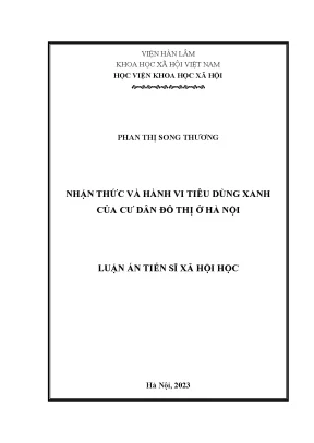 Nhận thức và hành vi tiêu dùng xanh của cư dân đô thị ở hà nội