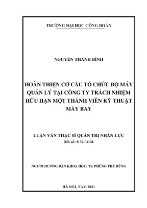 Hoàn thiện cơ cấu tổ chức bộ máy quản lý tại công ty trách nhiệm hữu hạn một thành viên kỹ thuật máy bay