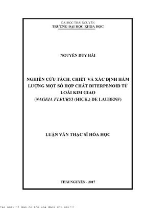 Nghiên cứu tách chiết và xác định hàm lượng một số hợp chất diterpenoid từ loài kim giao nageia fleuryi hick de laubenf