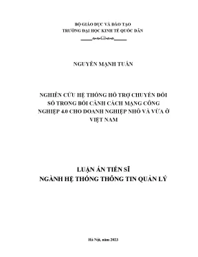 Nghiên cứu hệ thống hỗ trợ chuyển đổi số trong bối cảnh cách mạng công nghiệp 4 0 cho doanh nghiệp nhỏ và vừa ở việt nam