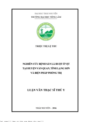 Nghiên cứu bệnh sán lá ruột ở vịt tại huyện văn quan tỉnh lạng sơn và biện pháp phòng trị