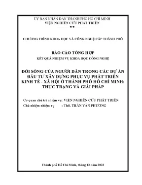 Đời sống của người dân trong các dự án đầu tư xây dựng phục vụ phát triển kinh tế xã hội ở thành phố hồ chí minh thực trạng và giải pháp