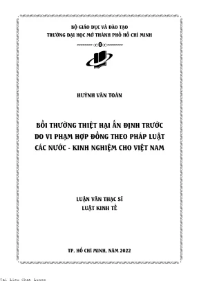 Bồi thường thiệt hại ấn định trước do vi phạm hợp đồng theo pháp luật các nước kinh nghiệm cho việt nam