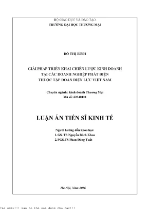 Giải pháp triển khai chiến lược kinh doanh tại các doanh nghiệp phát điện thuộc tập đoàn điện lực việt nam