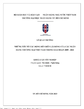 Những yếu tố tác động đến biên lãi ròng của các ngân hàng thương mại tại việt nam trong giai đoạn 2009 2021 2023