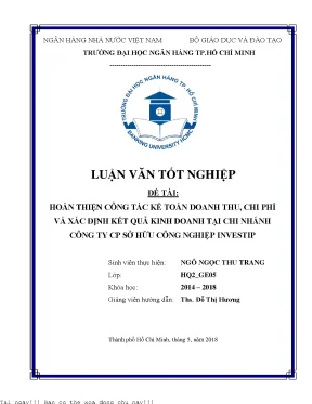 Hoàn thiện công tác kế toán doanh thu chi phí và định kết quả kinh doanh tại chi nhánh công ty cp sở hữu công nghiệp investip 2018