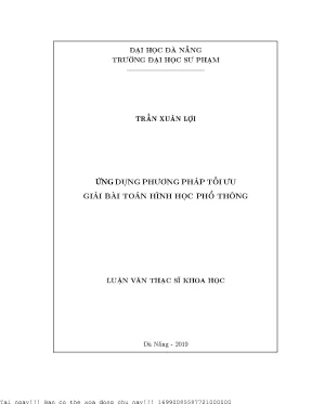 Ứng dụng phương pháp tối ưu giải bài toán hình học phổ thông