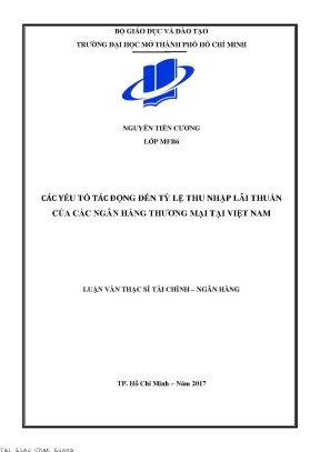 Các yếu tố tác động đến tỷ lệ thu nhập lãi thuần của các ngân hàng thương mại tại việt nam
