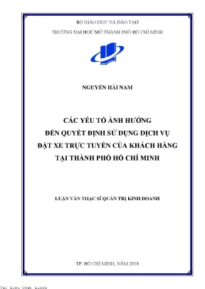 Các yếu tố ảnh hưởng đến quyết định sử dụng dịch vụ đặt xe trực tuyến của khách hàng tại thành phố hồ chí minh