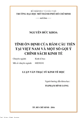 Tính ổn định của hàm cầu tiền tại việt nam và một số gợi ý chính sách kinh tế
