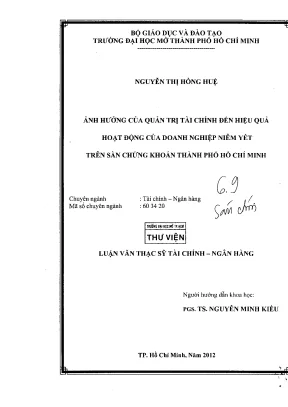 Ảnh hưởng của quản trị tài chính đến hiệu quả hoạt dộng của doanh nghiệp niêm yết trên sàn chứng khoán thành phố hồ chí minh
