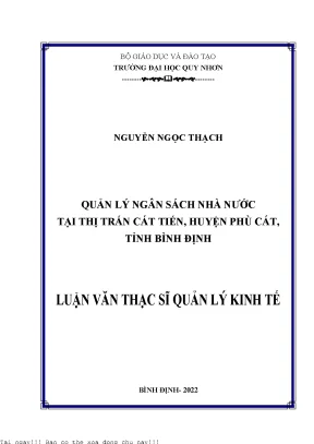 Quản lý ngân sách nhà nước tại thị trấn cát tiến huyện phù cát tỉnh bình định