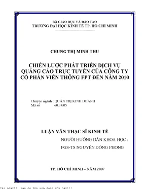 Chiến lược phát triển dịch vụ quảng cáo trực tuyến của công ty cổ phần viễn thông fpt đến năm 2010