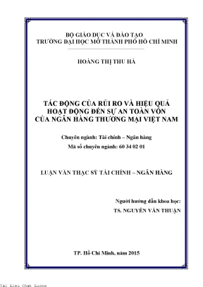 Tác động của rủi ro và hiệu quả hoạt động đến sự an toàn vốn của ngân hàng thương mại việt nam