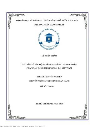 Các yếu tố tác động đến khả năng thanh khoản của ngân hàng thương mại tại việt nam 2018