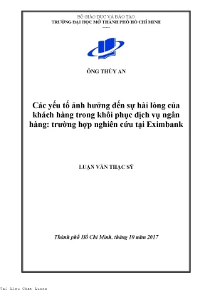 Các yếu tố ảnh hưởng đến sự hài lòng của khách hàng trong khôi phục dịch vụ ngân hàng trường hợp nghiên cứu tại eximbank